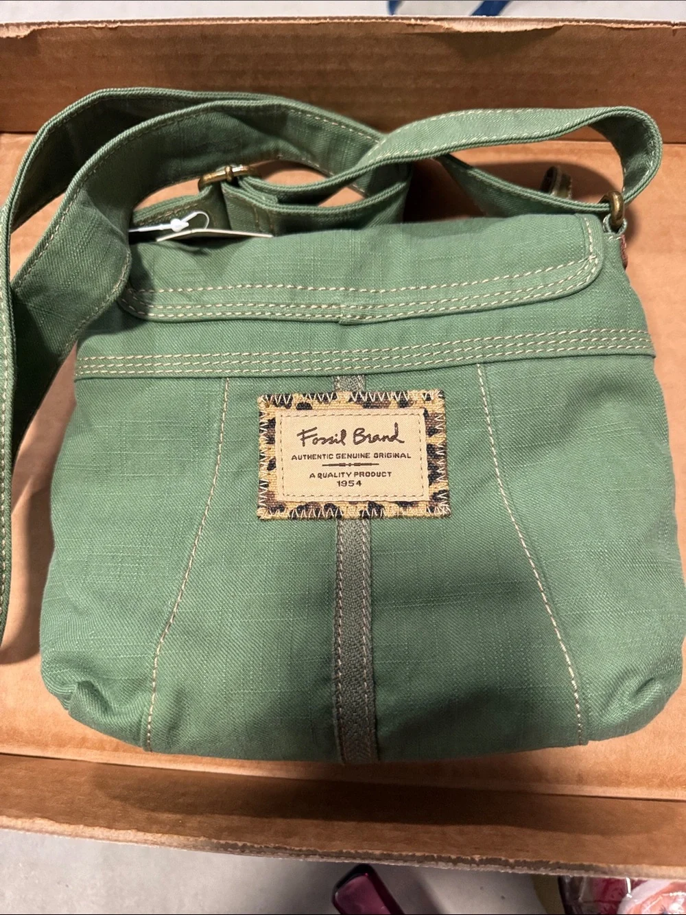 Fossil Olive Green Canvas WinslowFlap Olive Green Crossbody